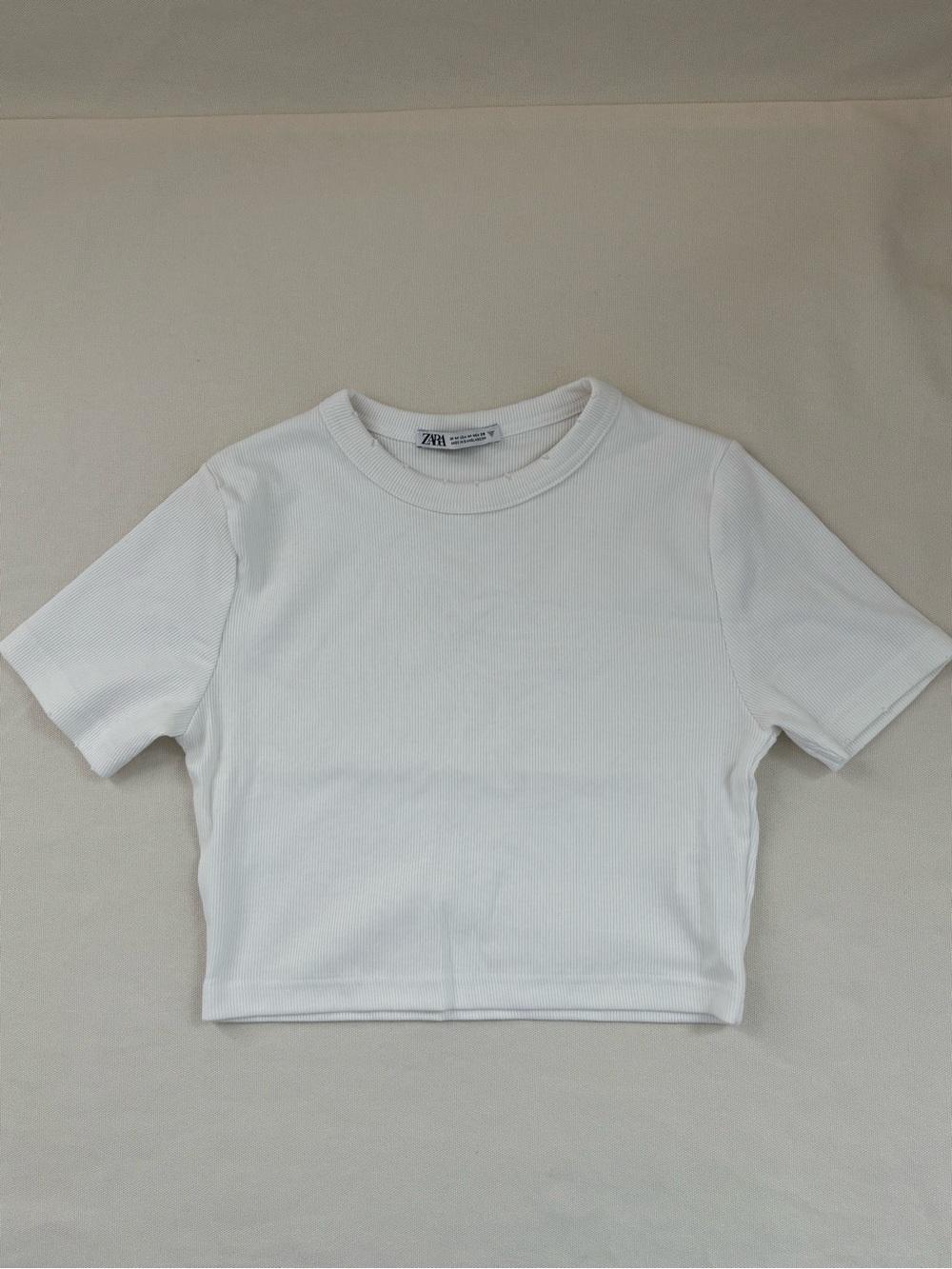 Zara Cropped Ribbed T-Shirt